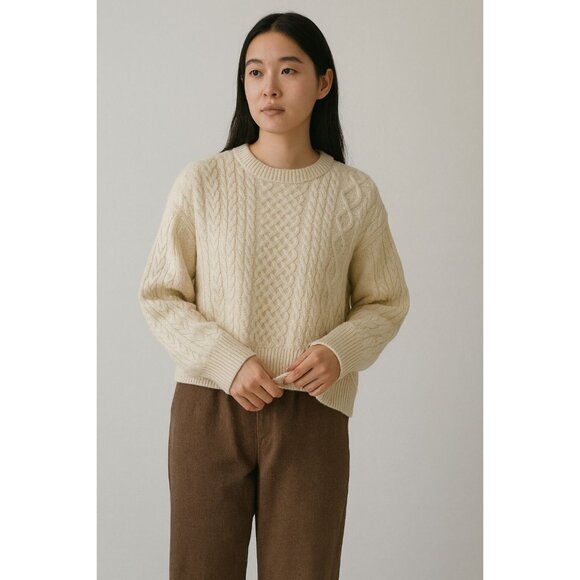 MUJI 100% Wool Cable Knit Sweater – Size XL (fits size M for oversize look) - Picture 1 of 9